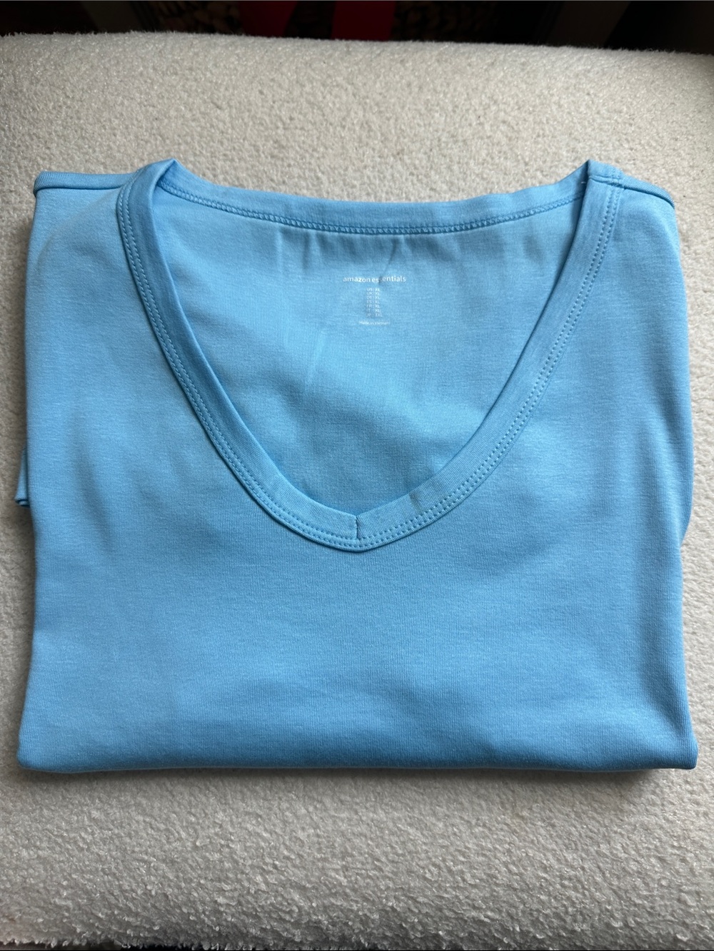 Amazon Essential Women's V-Neck Short Sleeve Top - Light Blue Cotton/Modal Blue